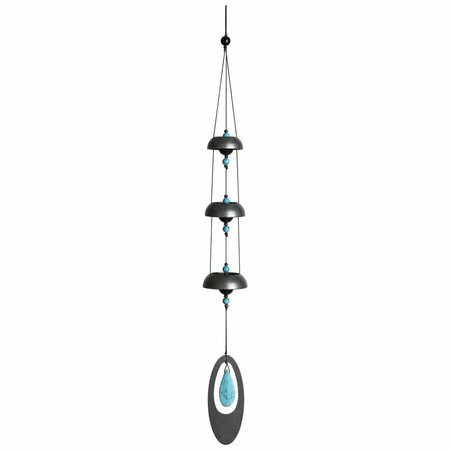 WOODSTOCK CHIMES Temple Bells Outdoor Wind Chimes, Turquoise WOODTB3TQ
